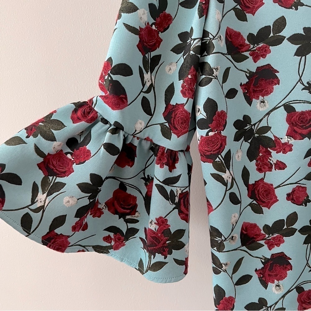Alice & Olivia rose print woven ruffle peplum top ladies size small - Picture 7 of 8